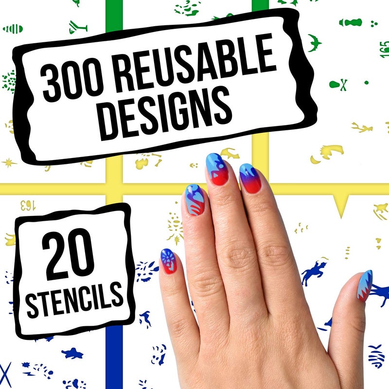 Custom Body Art Airbrush Nail Stencils - Nail Art Stencils Set #9: 300 Unique Designs from 20 Individual Templates - Image 4